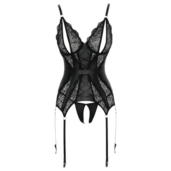 Cottelli - Lace Open Top & Thong Set (Black) - XL