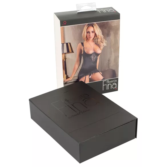 Abierta Fina - Shimmering Chain Top & Thong Set (Black)