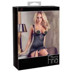   Abierta Fina - Shimmering Chain Top & Thong Set (Black) - 85B/L