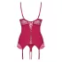 Obsessive Rosalyne - crimson lace suspender top with thong (S/M)