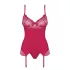 Obsessive Rosalyne - crimson lace suspender top with thong (S/M)