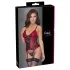 Cottelli - Red suspender corset with lace inserts and thong тру.