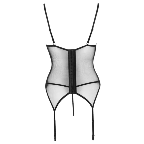 Cottelli - Red suspender corset with lace inserts and thong тру.