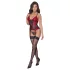 Cottelli - Red suspender corset with lace inserts and thong тру. - M