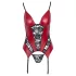 Cottelli - Red suspender corset with lace inserts and thong тру. - M