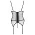 Cottelli - Red suspender corset with lace inserts and thong тру. - M