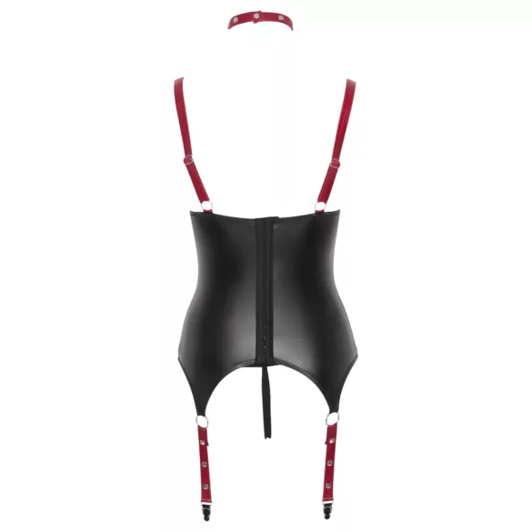 Cottelli Bondage - Shiny Lift-Up Top with Collar (Black) - M