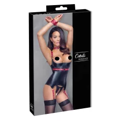 Cottelli Bondage - Shiny Lift-Up Top with Collar (Black) - L