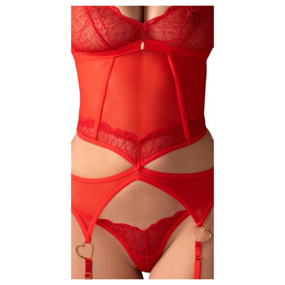 Obsessive Cupide Desire - Sheer Lace Top Set (Red) - L/XL