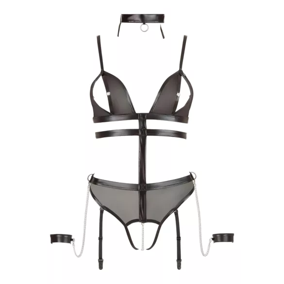 Cottelli Bondage - Strappy Open Body with Chains (Black) - XL