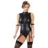 Cottelli Bondage - Shiny Sleeveless Bodysuit with Cuffs (Black)