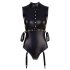 Cottelli Bondage - Shiny Sleeveless Bodysuit with Cuffs (Black)