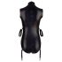 Cottelli Bondage - Shiny Sleeveless Bodysuit with Cuffs (Black)