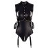Cottelli Bondage - Shiny Sleeveless Bodysuit with Cuffs (Black) - L