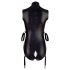 Cottelli Bondage - Shiny Sleeveless Bodysuit with Cuffs (Black) - L
