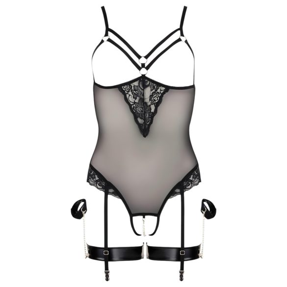 Cottelli Bondage - Black Metal Ring Body & Wrist Cuffs - L