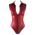 Cottelli Party - zip-up, sleeveless shiny bodysuit (red) - M