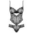 Obsessive Alluria - Floral Lace Bodysuit (Black) - L/XL