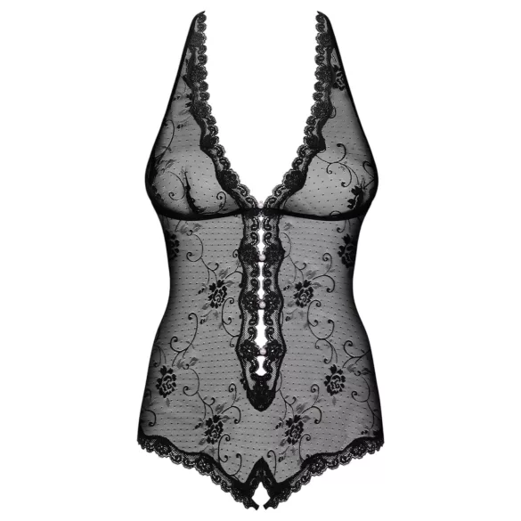 Obsessive Fiorenta - beaded, open lace body (black) - L/XL