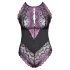 Cottelli Plus Size - Floral Bodysuit (Black-Purple) - 2XL