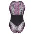 Cottelli Plus Size - Floral Bodysuit (Black-Purple) - 2XL