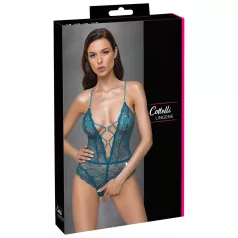 Cottelli - lace-up, lace, open crotch bodysuit (green)