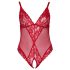 Cottelli Curves - Sheer Lace Bodysuit (Red) - 3XL