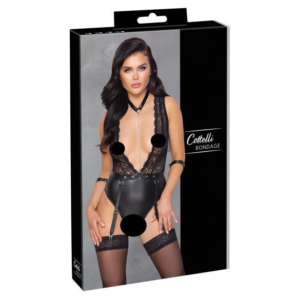 Cottelli Bondage - Lace Halter Bodysuit (Black) - L