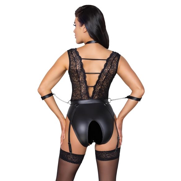 Cottelli Bondage - Lace Halter Bodysuit (Black) - XL
