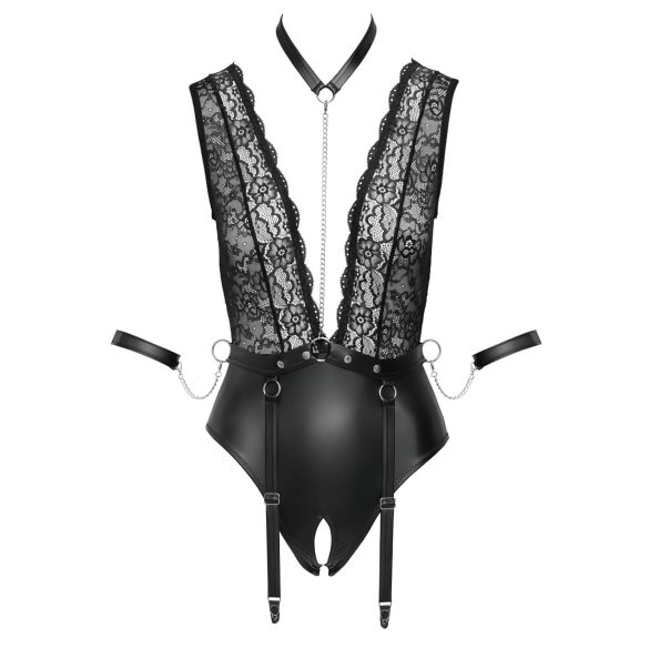 Cottelli Bondage - Lace Halter Bodysuit (Black) - XL