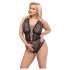 Cottelli Curves Plus Size - Sheer Patterned Bodysuit (Black) - 90D/XL