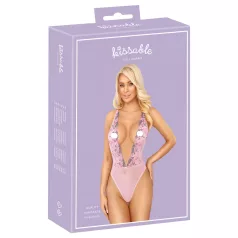 Kissable - Pink Bodysuit with Rose Embroidery - L/XL