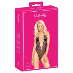 Kissable - pink embroidered bodysuit (black) - L/XL