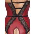 Abierta Fina - Open Bodysuit with Garter (Black-Red) - L