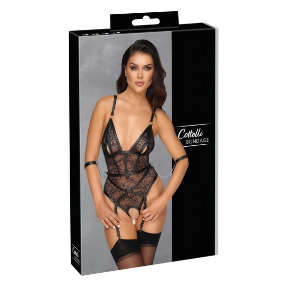 Cottelli Bondage - Open Body with Cuffs (Black) - L