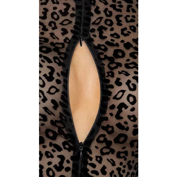 Noir - Leopard Print Long-Sleeve Bodysuit (Black)