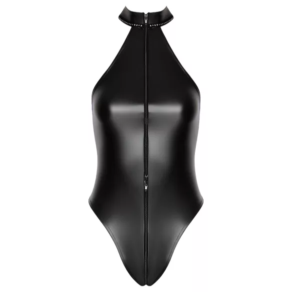 Noir - Shiny Halter Neck Bodysuit (Black)