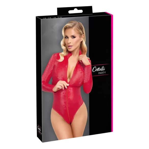 Cottelli - Red Snake Print Bodysuit - L