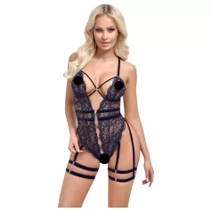 Cottelli - Open Strappy Black Lingerie Bodysuit - L