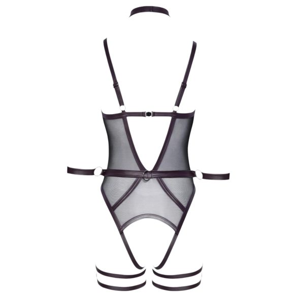 Cottelli Bondage - Open-Front Bodysuit with Wrist Cuffs (Black)