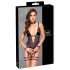 Cottelli Bondage - Open-Front Bodysuit with Wrist Cuffs (Black) - M