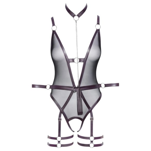 Cottelli Bondage - Open-Front Bodysuit with Wrist Cuffs (Black) - L