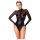 Noir - Glossy Bodysuit with Sheer Insets (Black) - M