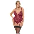 Cottelli Curves - Chain Lace Bodysuit (Red) - 3XL