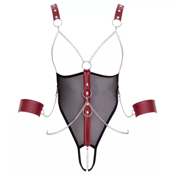 Cottelli Bondage - Strappy Open Body with Chain (Black) - M