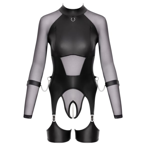 Cottelli Bondage - Sheer Top with Cuffs (Black)