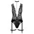 Noir Libido - Black Bodysuit with Garter - L