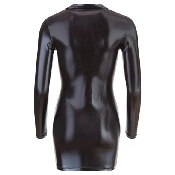 Cottelli - Shiny Long-Sleeve Mini Dress (Black)