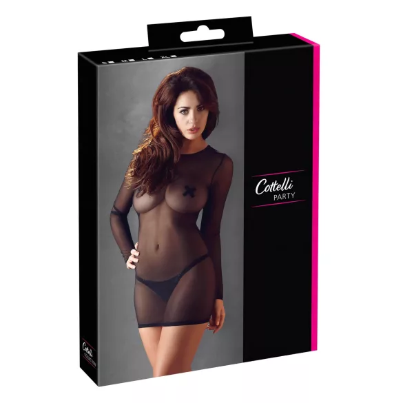 Cottelli - Sheer Black Dress - L