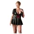 Cottelli Plus Size - Shiny Black Dress with Red Corset - XXL